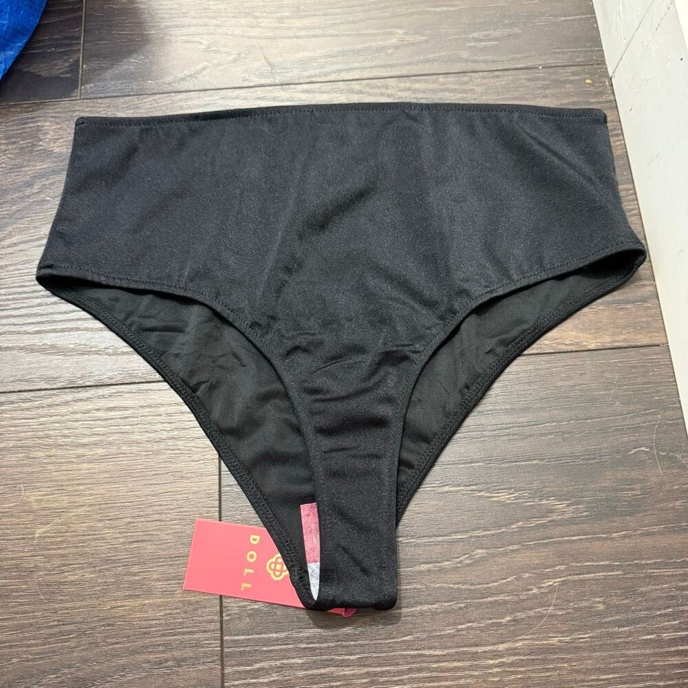 Doll Women’s Large Black High Waist Swim Bottom New